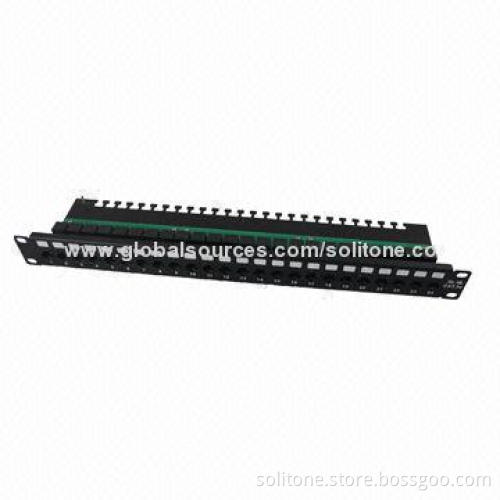 Cat5e UTP 24-port Patch Panel with Corrosion-resistant Steel Metal Sheet